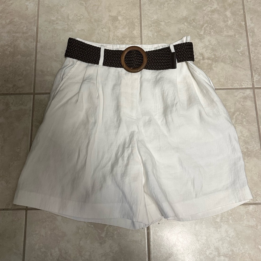 Zara White Relaxed Fit Shorts